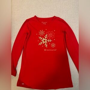 American Girl Red Long Sleeve Snowflake Tee Shirt 
Size M (10-12)